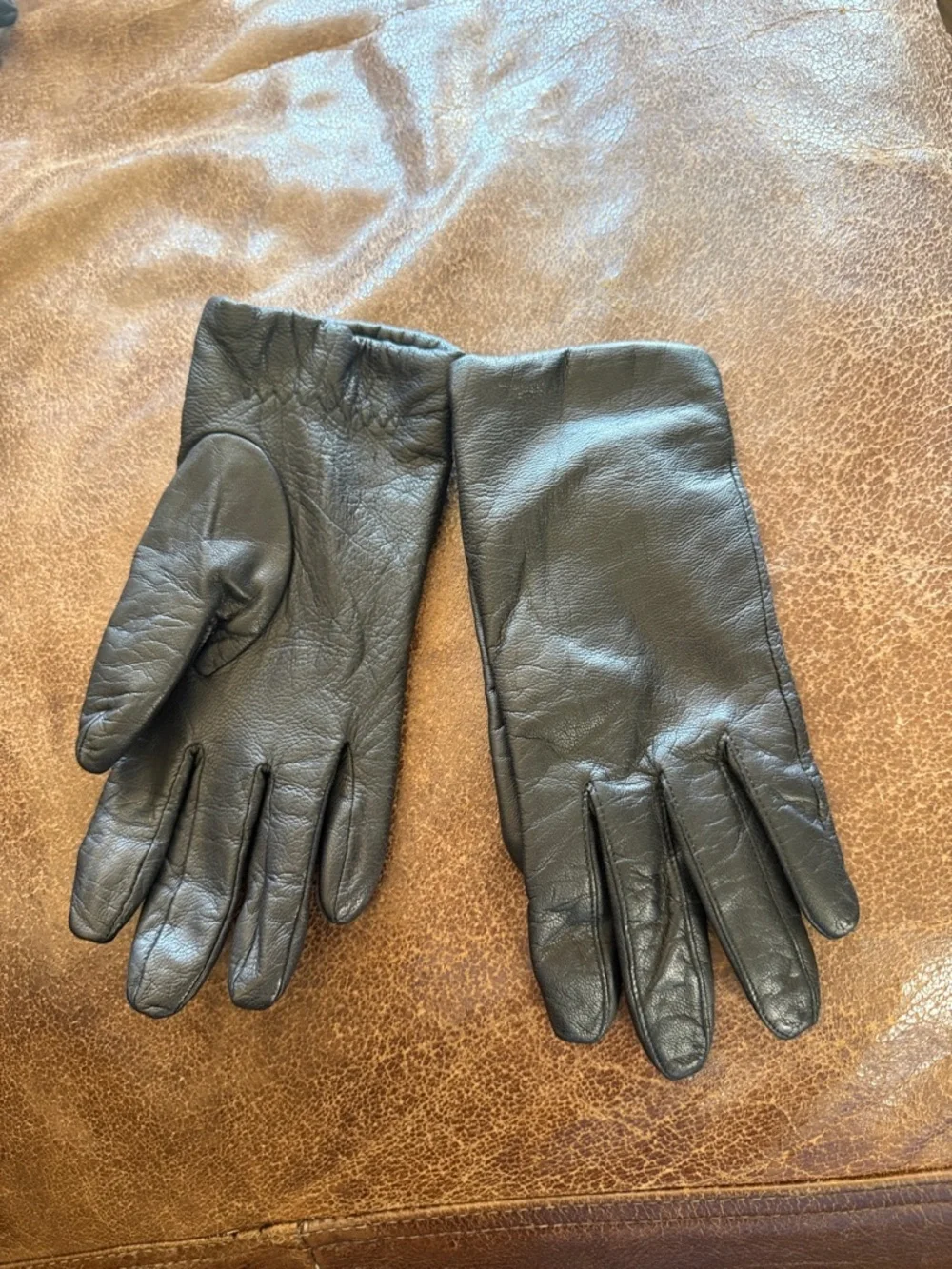 Fownes Black Genuine Leather Gloves Size 7 Warm Lined Classic Winter